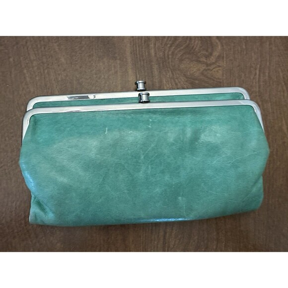 HOBO Robin Frame Green Leather Kisslock Wallet Clutch - Picture 1 of 7